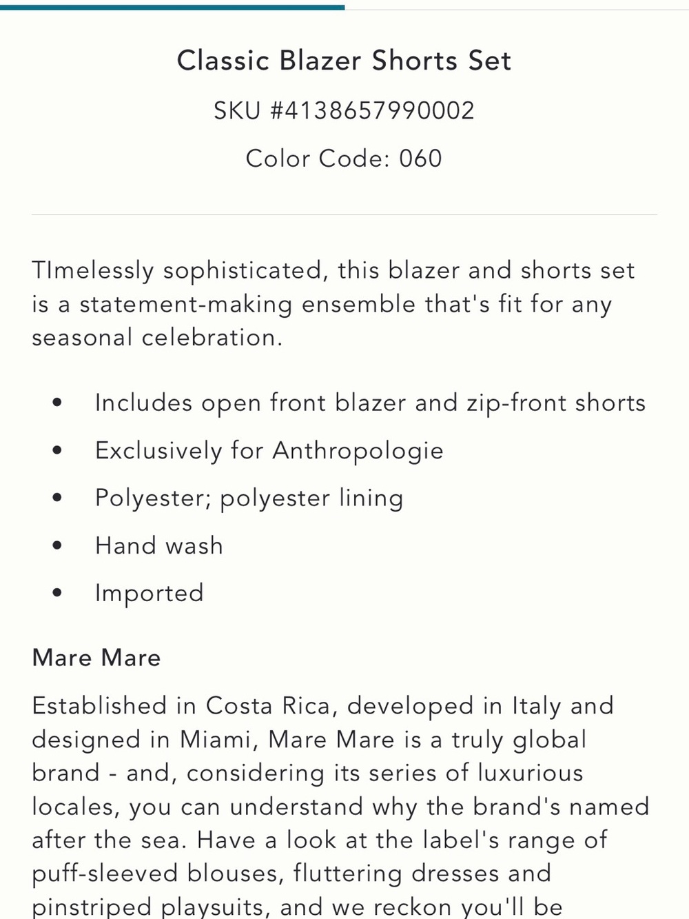 Mare Mare x Anthropologie Red Two Piece Set- Blazer M and Shorts L - Picture 10 of 10